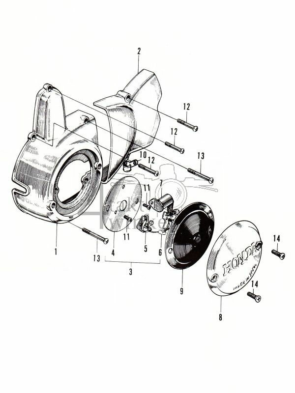 E12-1 - Left Crankcase Cover - Contact Breaker