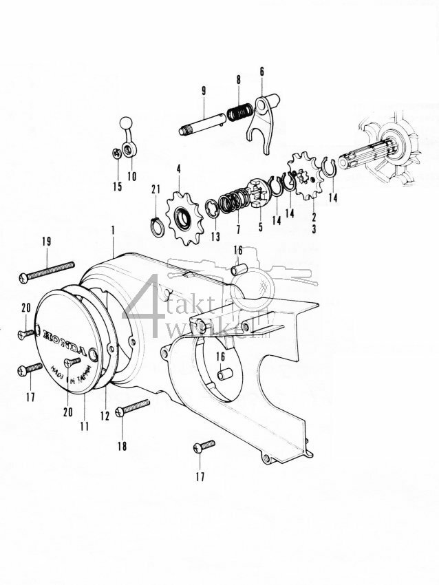E4-2 - Left Crankcase Cover - Sub Sprocket
