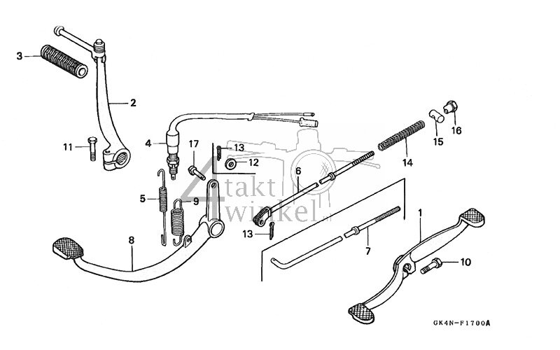 F17 - Brake Pedal - Kick Starter Arm - Change Pedal