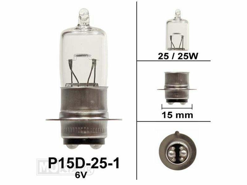 Scheinwerfer Lampe P15d, Doppelt, 6 Volt, 25-25 Watt, zB SS50-Sockel, Halogen