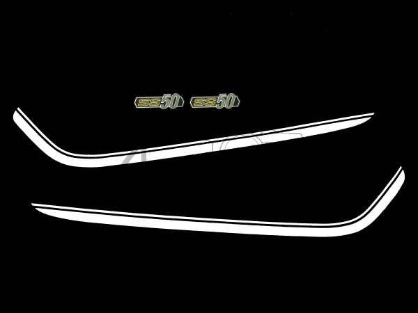 Aufkleber Tank Linien wei&szlig;, Rahmen, set, passend f&uuml;r SS50 K1