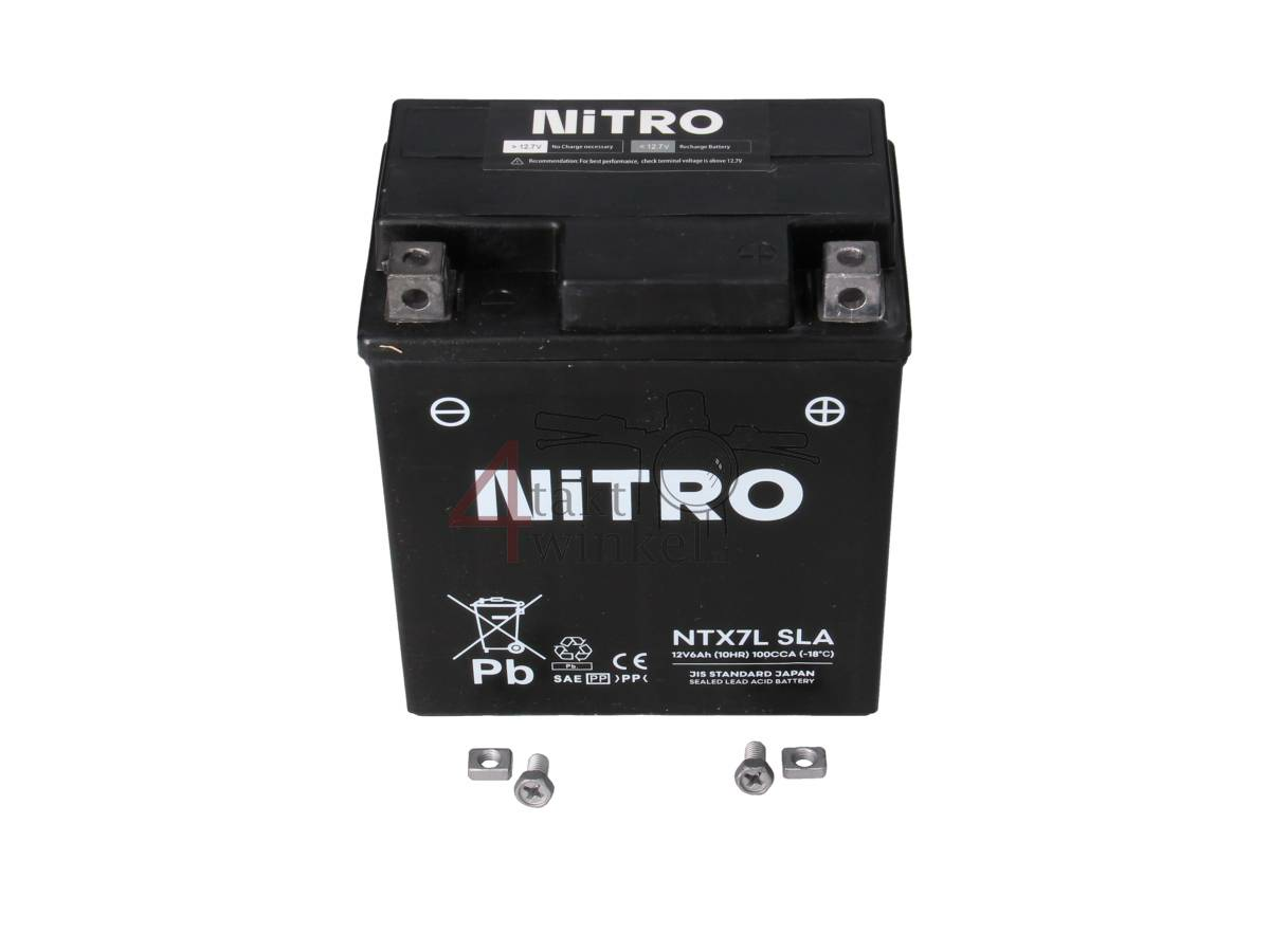 Batterie 12 Volt 7 Ampere AGM, NTX7L-SLA (MTX7E-BS), passend f&uuml;r Mash Fifty