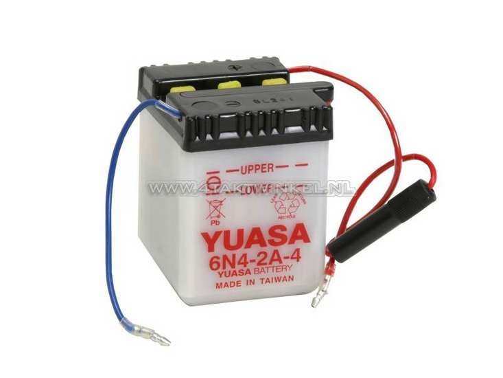 Batterie 6 Volt 4 Ampere, S&auml;urebatterie, Yuasa, passend f&uuml;r C50, CB50