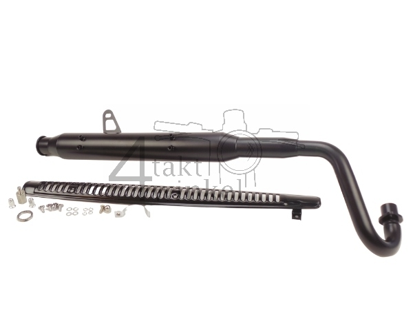 Tuning Auspuff, obenliegend, Trompete, Edelstahl, ST125 Dax, Rahmen-Nr. JB04xxxx, schwarz