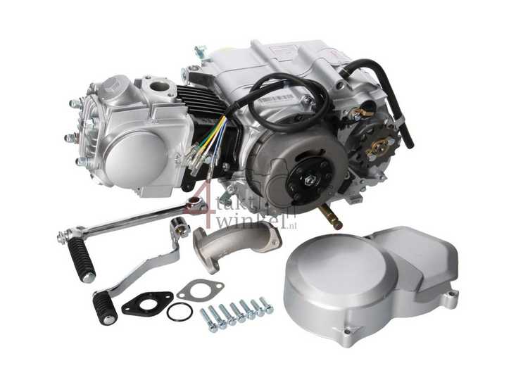 Motor, 50 ccm, manuelle Kupplung, Lifan, 4-Gang, Silber