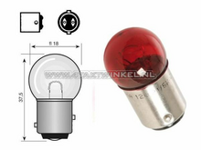 Hecklampe Duplo BAY15D, 6 Volt, 21-5 Watt, kleine Gl&uuml;hbirne, rot