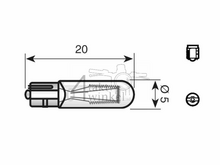 Gl&uuml;hlampe W2, 12 Volt, 1,2 Watt, steckbar