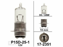 Scheinwerfer Lampe P15d, Doppelt, 12 Volt, 35-35 Watt, zB SS50-Sockel, Halogen