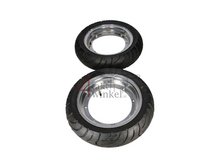 Felge Dax 10&quot; Stahl, Set von 2, mit neuen Reifen, 2.50 und 3.00, Chrom, 2-Chance Product