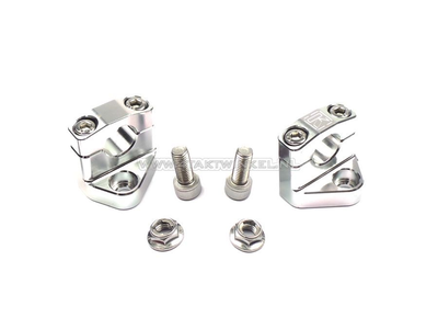 Lenkerklemmen / Riser, Universal, mit Versatz, Silber, Kepspeed