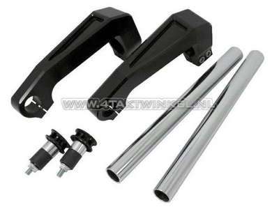 Lenker Aluminium, Gabelbefestigung, Dax, Monkey, 30mm, schwarz