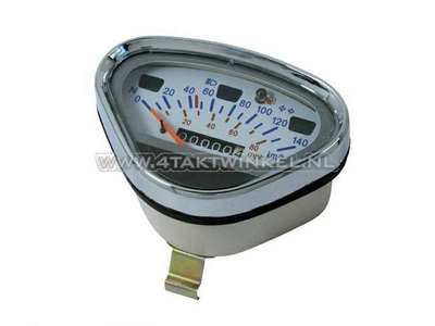 Tachometer Dax bis 140 km/h Nachfertigung weiß, mit leerem Tanklicht