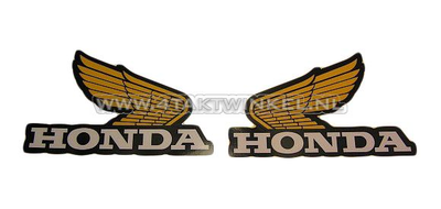 Aufkleber Honda Flügel, gelbes Set Mitte links & rechts, original Honda