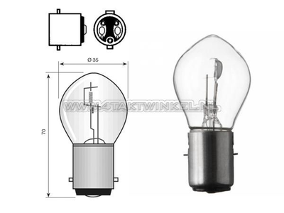 Scheinwerfer Lampe BA20d, Doppelt, 6 Volt, 15-15 Watt, zB Dax