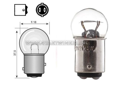Hecklampe Duplo BAY15D, 6 Volt, 18-5 Watt, kleine Glühlampe