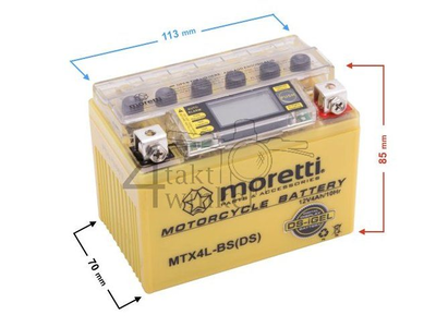 Batterie 12 Volt 4 Ampere Gel / AGM, MTX4L-BS, mit Voltanzeige