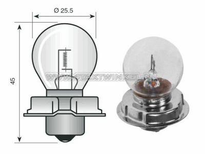 Scheinwerfer Lampe P26S, 6 Volt, 25 Watt, zB CB50, CY50