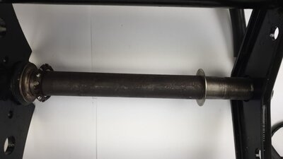 Gabel komplett, Dax, alter Typ, mit Bremsscheibe, schwarz