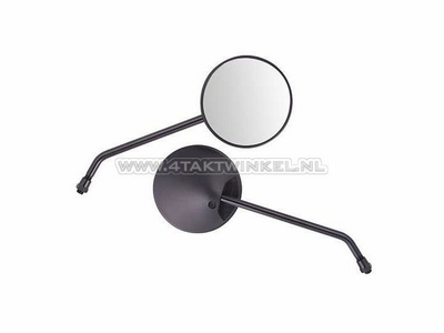 Spiegel Set, Universal, M10-Gewinde, rund, schwarz